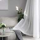 Home Brilliant Striped Sheer Curtains 96 Inches Long for Living Room Semitransparent Boho Curtain White Drapes for Bedroom, 2 Panels, 54" x 96" Length