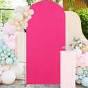 FUHSY Fitted Wedding Arch Covers 7.2FT Hot Pink Arch Backdrop Covers for Round Top Chiara Frame Backdrop Spandex Cover for Balloon Arch Fabric Cover for Birthday Parties (Fuchsia)