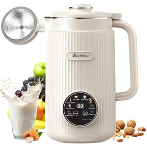 10-in-1 Nut Milk Maker Machine, 40oz Nut Milk Maker, Stainless Steel Lid Updated 40oz Nut Milk Maker for Almond, Oat, Soy, Juice, Plant Based Milk Maker Blender, 18H Delay/Keep Warm/Self Cleaning