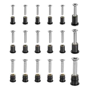 uxcell 18 Pairs M4 M5 M6 Neoprene Well Nuts with Stainless Steel Screw, Rubber Well Nuts Kit Brass Copper Bolt, Universal Motorcycle Fasteners for Kayak Boat Windscreen