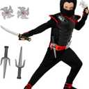 Morph Kids Ninja Costume - Boys Ninja Outfit with Mask for Dress Up, Role Play, Halloween, and Themed Parties (4-6 Years)