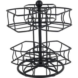 Tea Bag Organizer 360° Rotating Tea Bag Organizer with 6 Compartments 2 Tier Metal Tea Bag Storage Rack Organize 60 Tea Bags Tea Bag Carousel for Kitchen Office