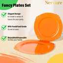 Nervure 175PCS Orange Plastic Plates - Orange and Gold Disposable Plates for 25 Guests Include 50Plates, 25Cups, 25Forks, 25Knives, 25Spoons, 25Napkins for Wedding & Party