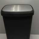 SONGMICS Plastic Kitchen Trash Can, 12-Gallon (45 L) Garbage Can with Stainless Steel Lid, Soft Close, Pedal Waste Bin with Wheels and Rear Handle, Ink Black ULTB533B01