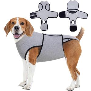 Nanaki Dog Surgery Recovery Suit-Body Suits After Surgery, Dog Spay Recovery Suit Female Male Neuter, Abdominal Wounds Bandages, E-Collar Alternative Prevent Licking, Soft Protective Pet Pajamas, L (L(Back Length: 15.7"), Gray)