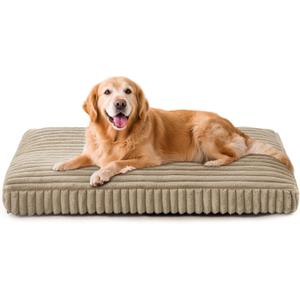XL Dog Bed, Flat Pet Beds with Removable Washable Cover, Pet Mat Cute Dog Crate Bed Thick Shredded Chopped Crate Foam & Anti Slip Bottom for Indoor, 42"x27"x4"