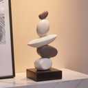 Fake Sandstone Statue Home Decor for Living Room, Modern Resin Stone Sculptures for Coffee Table Decor, Gray and White Statue for Shelf Bookshelf Decorations, Gifts for Good Luck, Health, Strength