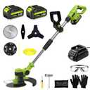 Electric Weed Wacker Cordless Weed Eater with 2 x 21V Battery Powered