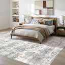 7x9 Area Rugs for Living Room: Washable Large Neutral Abstract Rug Soft Non Slip Stain Resistant Low Pile Indoor Carpet for Bedroom Dining Room Nursery Office Playroom - Grey White Brown