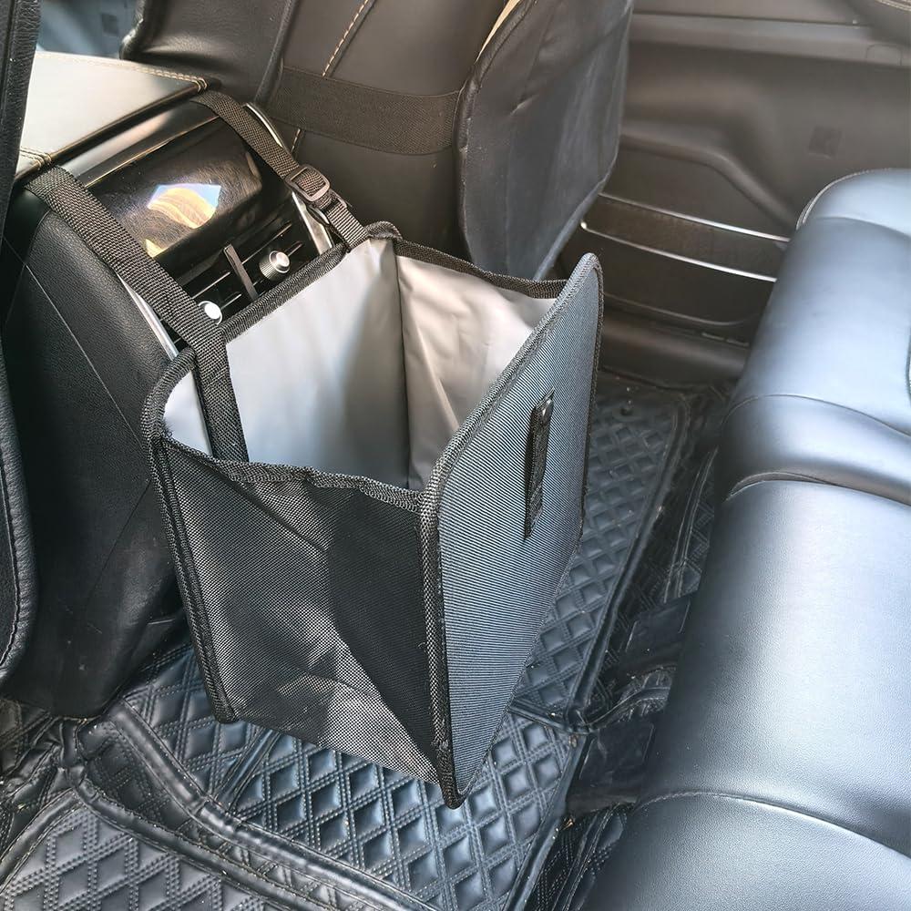 2 x Foldable Trash Can with 30 Bags- 1.85 Gallon Collapsible Trash Can, Waterproof Leak-Proof Auto Garbage Bin with Wide Opening for Car, SUV, Truck, RV (Black) (Small)