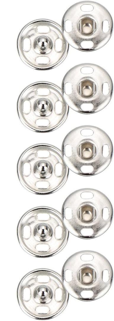 Sumind 50 Sets Sew-on Snap Buttons Metal Snap Fastener Press Button for Sewing Clothing Silvery (10mm)