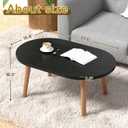 FAMIDGE Coffee Table, 23.6" Small Oval Coffee Tables for Small Space with 4 Solid Wood Leg, Floor Table Desk for Sitting on The Floor, Side Table Japanese Low Table for Living Room Apartment, Black, 23.6" X 15.8" X 16.3"
