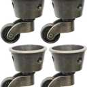 Anxingo 4 Pack 2.32 x 1.77 Inch Antique Zinc Alloy Swivel Cup Casters, Furniture Caster Wheels Universal Metal Pulley Wheels for Chair Cabinet Patio Table Sofas 1-3/4 Inch OD Vintage Green Bronze