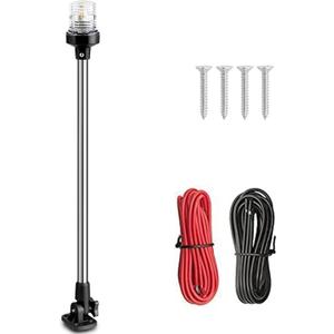 Young Marine Boat Anchor Light 3-Nautical Mile White LED Fold Down Stern Light for Pontoon and Fishing Boat All Round 360 White LED 12-24V (25" Foldable)