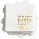Horaldaily 100PC Cocktail Napkins, 5x5 Inches Gold Foil We're Gonna Party Like It's 1966 Birthday Paper Napkins for Party Anniversary Lunch Dinner