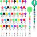 50pcs Beadable Badge Reels, Retractable Badge Reel with Belt Clip Beadable Items for Nurses Teachers Students Office Worker