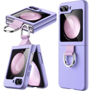 JETech Case for Samsung Galaxy Z Flip 5 2023 with Ring, Hard PC Slim Shockproof Anti-Scratch Protective Phone Cover (Purple)