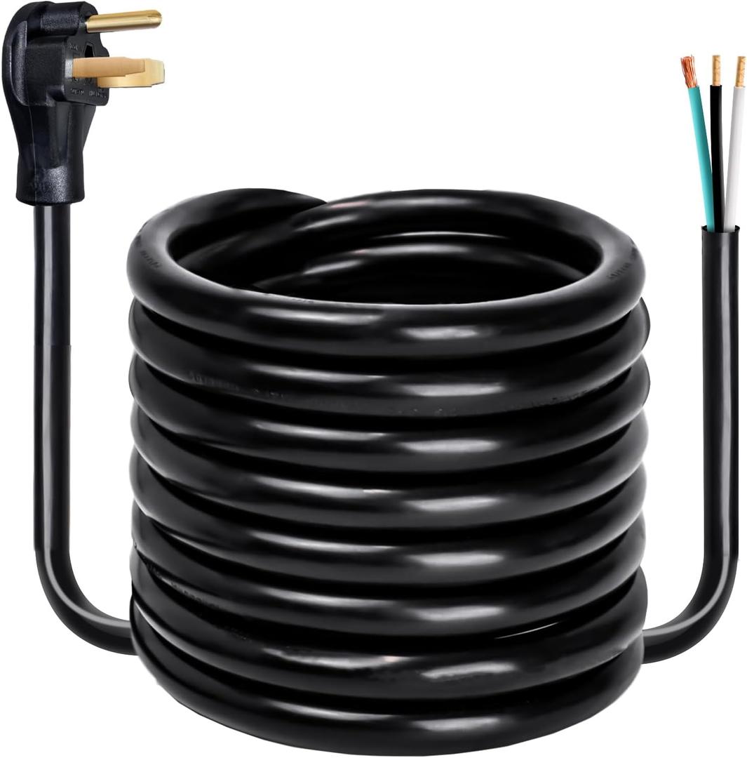 15FT 6 AWG 3 Prong Replacement Power Cord with N6-50P Plug, Heavy Duty 50AMP 250V Extension Cable with Pigtail Open Wiring End - Suitable for TEMPWARE 10000W Electric Garage Heater