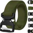 TECEUM Tactical Belt  Heavy-Duty & Quick Release  Military, Work, Rigger, Duty & Utility Belt for Men (Buckle 7 - Green)