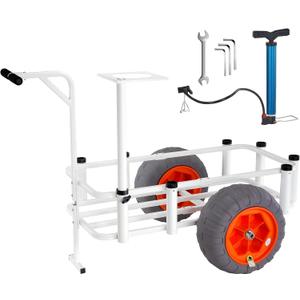 VEVOR Beach Fishing Cart, 350 lbs Load Capacity, Fish and Marine Cart with Two 16" Big Wheels PU Balloon Tires for Sand, Heavy-Duty Aluminum Pier Wagon Trolley with 8 Rod Holders for Fishing, Picnic VEVOR Beach Fishing Cart, 350 lbs Load Capacity, Fish and Marine Cart with Two 16" Big Wheels PU Balloon Tires for Sand, Heavy-Duty Aluminum Pier Wagon Trolley with 8 Rod Holders for Fishing, Picnic