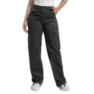 Womens Black Baggy Cargo Pants Relaxed Fit Straight Wide Leg Cotton Hiking Pants Size 16