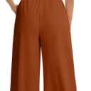 Women's Wide Leg Palazzo Pants - High Waist Flowy Casual Loose Beach Trousers (Brown, S)