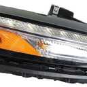 WFLNHB Passenger Side Headlight Assembly Replacement for 2014-2018 Day Running Light Chrome Clear