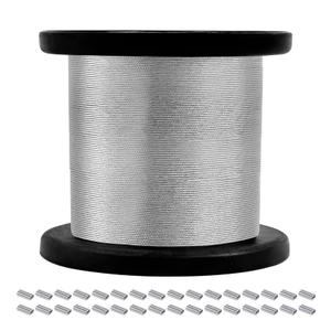 316 Stainless Steel Cable, 600FT 1/32IN Wire Rope, 7x7 Strand with 150Pcs Aluminum Sleeves Stops, Cable Wire Rope for String Lights Hanging, Clotheslines, Trellis Wires