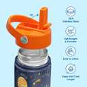 Kid Water Bottle 12oz with Straw Lid - 2-Pack Insulated Stainless Steel Water Bottles for Kids Girls - Travel Cup for Back to School Sports Christmas Birthday (Solar System & Dinosaur)