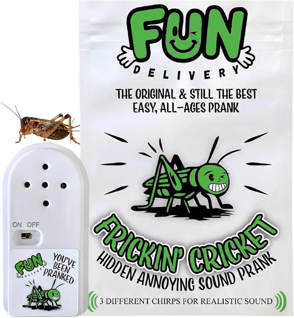 FUN delivery Frickin Cricket Hidden Noise Maker Prank Realistic, Random, & Annoying Chirping Sound Prank Toy Original Gag Gift & Harmless Office Pranks for Adults