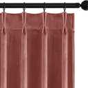 MIULEE Dusty Rose Velvet Curtains 90 inches Long, Pinch Pleated Blackout Drapes with Hooks, Thermal Insulated Pinch Pleat Panels for Bedroom Living Room, 2 Panels
