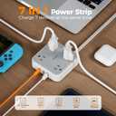 Extension Cord 10 ft, TESSAN Surge Protector Power Strip Long Cord with 3 USB(1 USB C) 4 Outlets, 900 Joules Protection, Small Desktop Multiple Charging Station for Home School Dorm Room Office, Grey