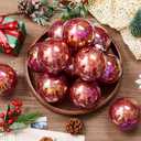 Wettarn 24 Pcs 4 Inch Glittering Christmas Balls Fantasy Plastic Shiny Christmas Iridescent Ornaments Balls for DIY Crafts Hanging with Lid and Rope for Xmas Tree Party Decor(Ruby)