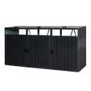 94.5 in W x 31.5 in D x 48 in H Galvanized Steel Trash Can Storage, Outdoor Storage Cabinet Suitable for Yard Lawn Black