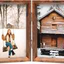 TOFOREVO 4x6 Double Picture Frame Rustic Brown Wooden Hinged Beveled Photo Frame Definition Glass 2 Vertical Openings Stand on Desktop Tabletop