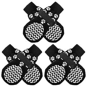 EXPAWLORER 6Pcs Anti Slip Dog Socks to Prevent Licking Paws, Dog Shoes for Hot Pavement Double Sides Dog Boots & Paw Protectors Booties for Hardwood Floors with Grip Large Senior Dogs, L