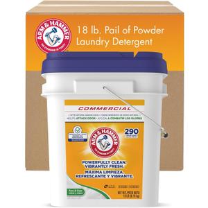 Arm & Hammer Powder Laundry Detergent, Professional Soap for Washing Clothes, 290 Loads, Free and Clear, Bulk 18lb Pail