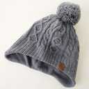 LMLALML Boys Winter Hat Earflap Knitted Beanie for Kids Warm Fleece Lined Thicken Hat for Baby (Gray)