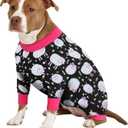 LovinPet Pitbull Outfit, Anxiety Calming Dog Jumpsuit, Lightweight Onesie, Black Sheep Print, Large Dog Pjs, Long Sleeve Pullover for Dogs /2XL (XX-Large)
