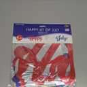 Beistle Foil Happy 4th of July Streamers 2 Count, Patriotic Independence Day Red Silver Blue Party Decorations with White Ribbon, USA American Holiday Party Supplies for July 4th, 10 x 5