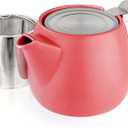 Tealyra - Pluto Porcelain Small Teapot Red - 18.2-ounce (1-2 cups) - Matte Finish - Stainless Steel Lid and Extra-Fine Infuser To Brew Loose Leaf Tea - 540ml