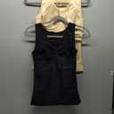 ATTLADY Compression Tank Tops for Women, High Shaping Scoop & V-Neck Cami, Shapewear Tummy Control Camisole (X-Large, Black+Beige)