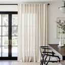 jinchan Beige Linen Blend Curtain 96 inch Length 1 Panel for Sliding Door, Light Filtering 100 inch Extra Wide Farmhouse Drape with Rod Pocket Back Tab(100W x 96L, Ecru)