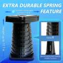 graxie Upgraded Collapsible Stool with Backrest, Portable Telescopic Seat with Carry Bag, Square Folding Stool for Camping Gardening Fishing Hiking BBQ, Max Load Capacity 550lbs, Black