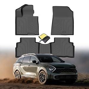 SSESS Car Floor Mats for 2023 2024 2025 Kia Sportage (Not for Hybrid) Accessories,TPE All Weather Protection Floor Mats,Custom Fit 1st&2nd Row Car Floor Liners Set,Black