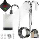 Portable Shower for Camping, Rechargeable Electric Camping Shower Pump with Battery Level Display, Multiple Spray Head with 3-Speed Mode & Pause Button for Outdoor Travel, Hiking, Easy to Store