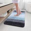 Arotive Microfiber Bathroom Rugs, Shaggy Soft and Absorbent Bath Rug, Non-Slip, Thick Plush Machine Washable Dry Bath Mats for Bathroom, Tub and Shower, 44"x24", Blue
