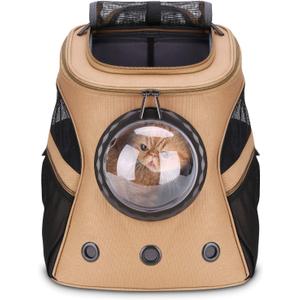 LOLLIMEOW Large Pet Carrier Backpack, Bubble Backpack Carrier for Fat Cats and Puppies,Airline-Approved(Khaki)