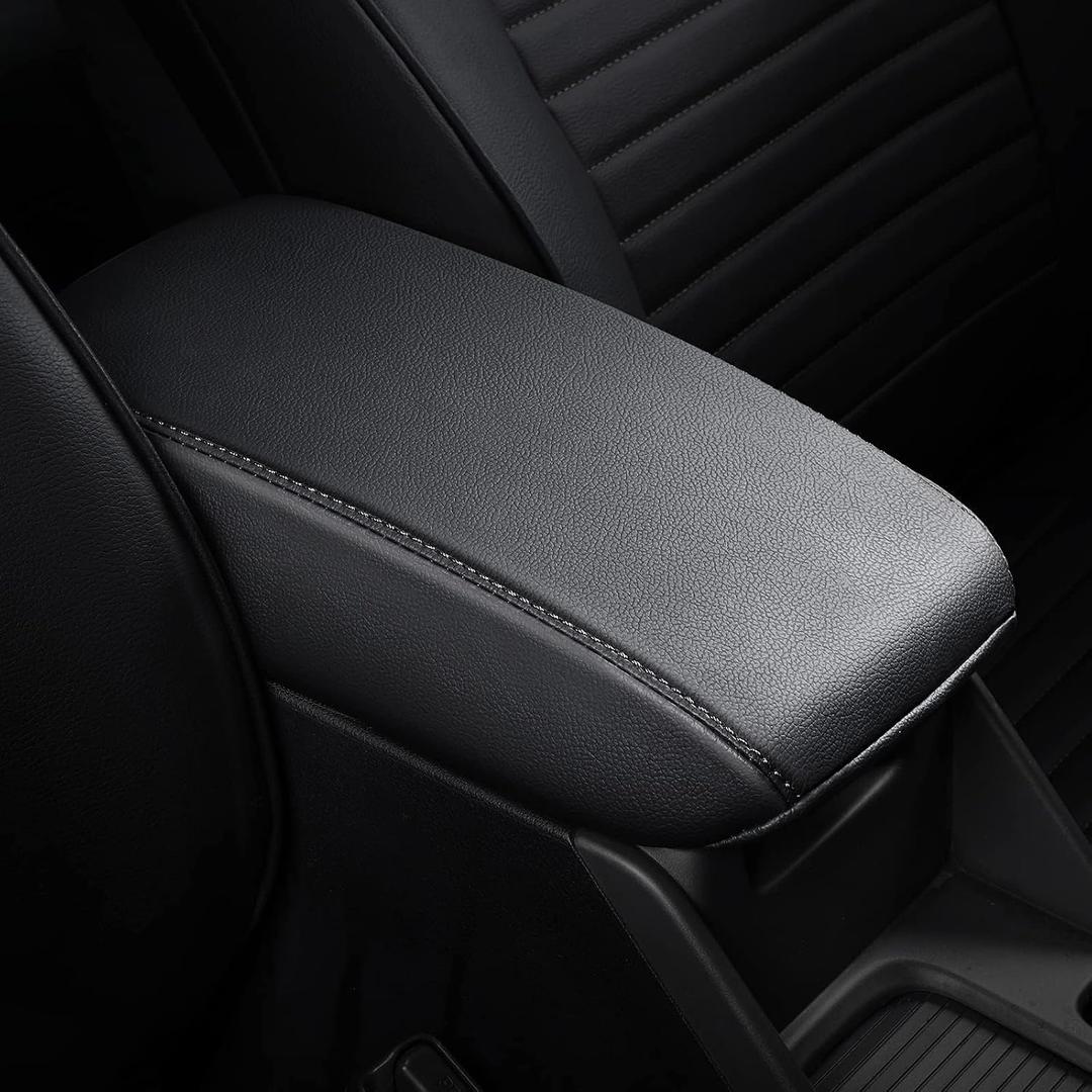 AOMSAZTO Console Covers for 2010-2017 Chevrolet Equinox Armrest Covers for Chevrolet Equinox Leather Foam Memory Black