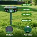 2026 Solar Ultrasonic Animal Repellent Outdoor Motion Activated Cat Deer RepellenSquirrel Raccoon Skunk Rabbit Dog Bird Deterrents Animal Repeller for Garden Yard - 4 Packs